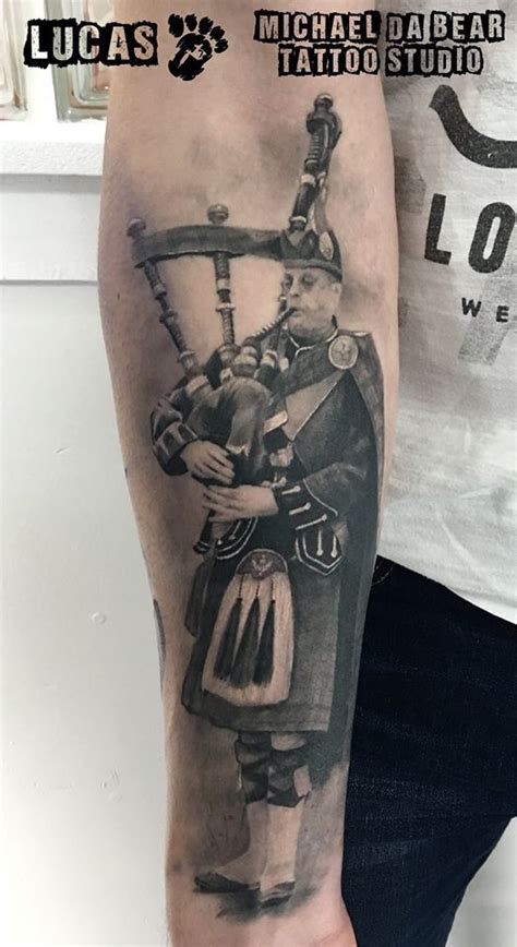 Scottish bag piper tattoo by Lukasz at Holy Grail Tattoo Studio ...