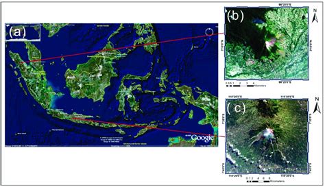 Map of Indonesia using Google Maps (a); location of Mt. Sinabung (b ...