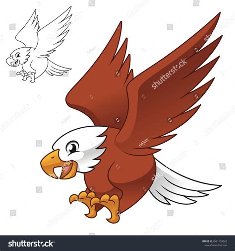 Cute Happy Eagle Falcon Hawk Flying Stock Vector (Royalty Free ...