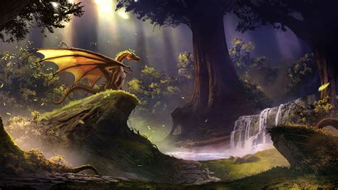 Download Dragon In An Enchanted Forest Wallpaper | Wallpapers.com