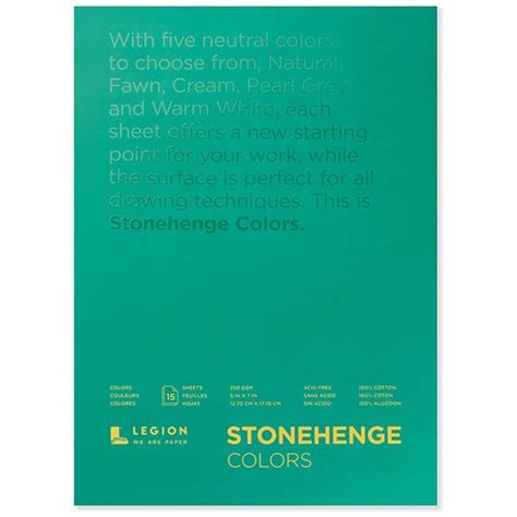 Stonehenge 9x12in Colors Drawing & Printmaking Paper Pad Assorted Colors (250 gsm) Vellum Finish ...