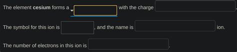 The element cesium forms a with the charge The symbol | Chegg.com