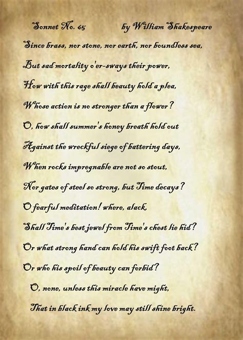 'Sonnet 65 by Shakespeare' Poster, picture, metal print, paint by Burl ...