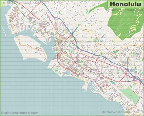 Large detailed map of Honolulu - Ontheworldmap.com