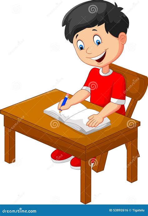 Cartoon Little Boy Writing Stock Vector - Image: 53892616