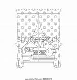 Coloring Page Design Window Curtain City Stock Vector Royalty Free  sketch template