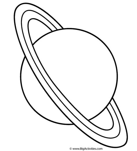 saturn coloring page with the planet in black and white, as well as its rings