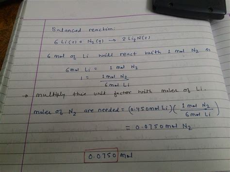 [Solved] Lithium and nitrogen react to produce lithium nitride ...