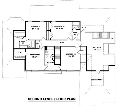 Colonial Style House Plan - 5 Beds 4 Baths 4536 Sq/Ft Plan #81-1297 | Floor plans, House plans ...