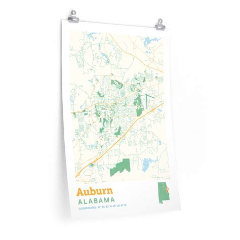 Auburn Alabama City Street Map Poster - Allegiant Goods Co.