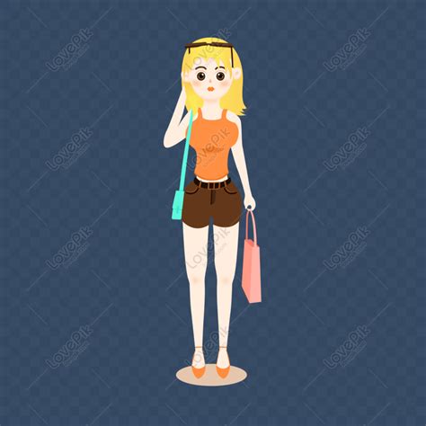 Free Shopping Characters Shopping Strolling Shopping Cartoon Cute Vec ...