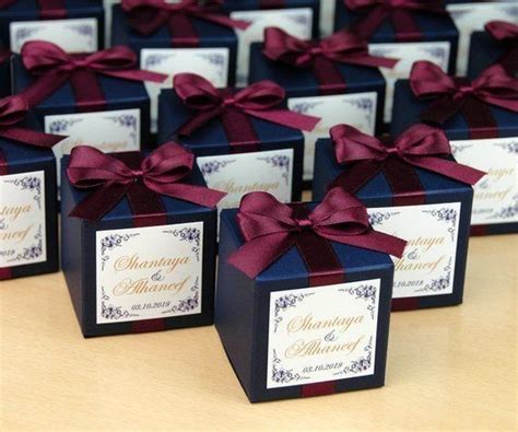 Navy blue wedding monogram bonbonniere personalized favor box etsy – Artofit