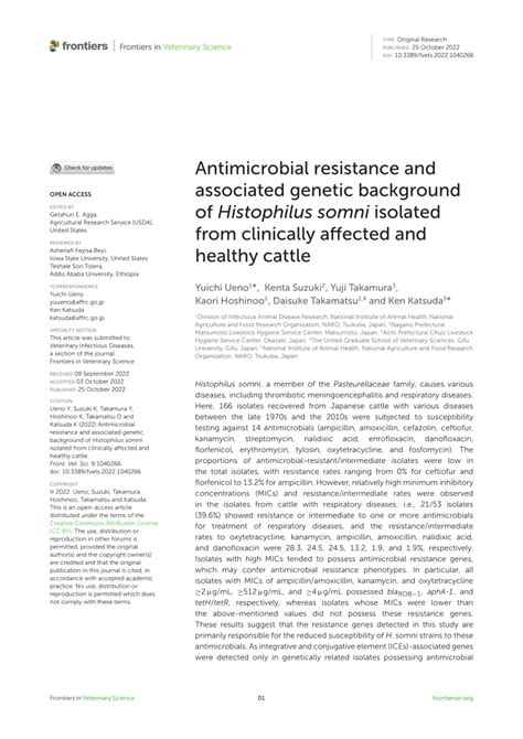 (PDF) Antimicrobial resistance and associated genetic background of ...