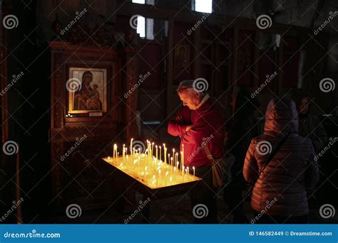 Inside the Jvari Monastery in Georgia Editorial Stock Image - Image of candles, monastery: 146582449