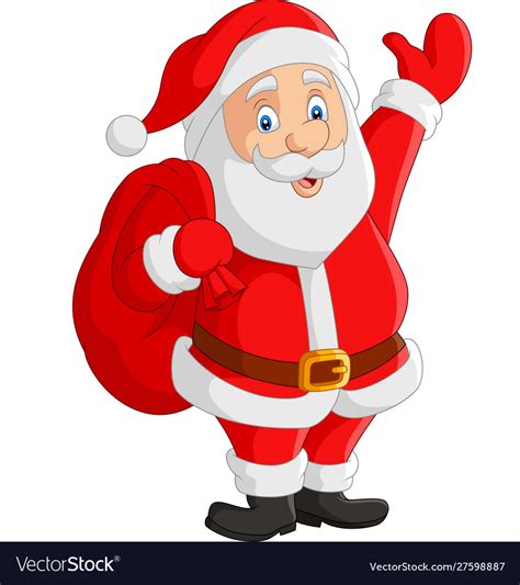 Cartoon santa claus carrying sack Royalty Free Vector Image