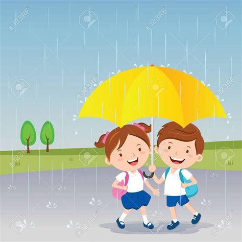 Children Under The Umbrella. Rainy Day. Royalty Free Cliparts, Vectors, And Stock Illustration ...