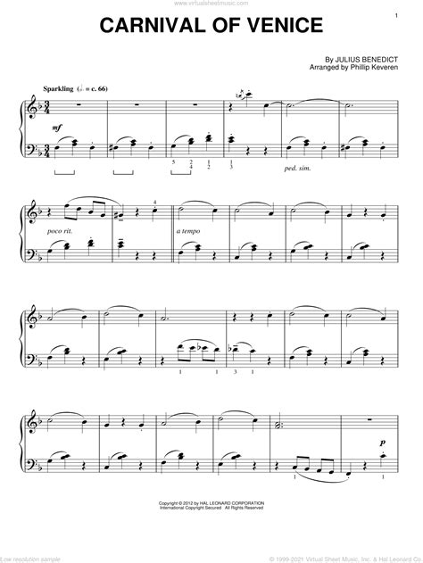 Benedict - Carnival Of Venice sheet music for piano solo