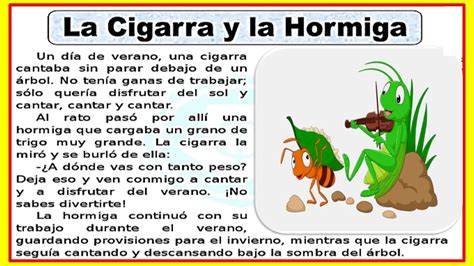 FABULA LA CIGARRA Y LA HORMIGA | Quizizz