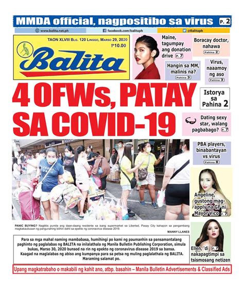 Get digital access to Balita - March 29, 2020 issue | Magzter.com