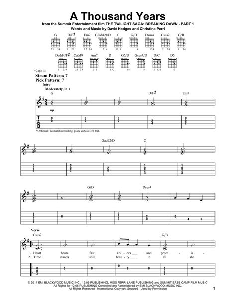 A Thousand Years by Christina Perri - Easy Guitar Tab - Guitar Instructor