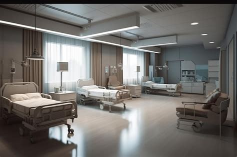 Premium AI Image | Hospital recovery room with beds