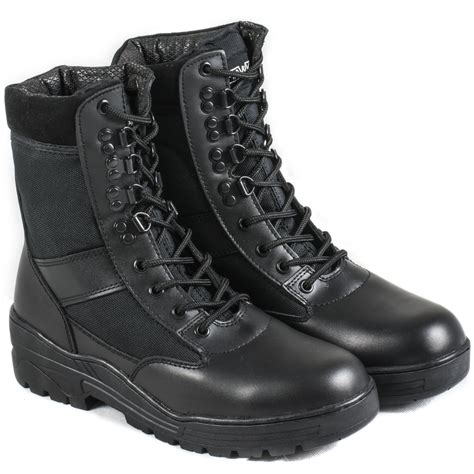 Nitehawk Army/Military Patrol Black Leather Combat Boots Outdoor Cadet Security | eBay