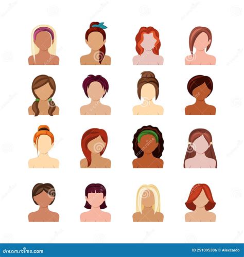 Set Of Hairstyles For Different Face Shapes Vector Illustration ...