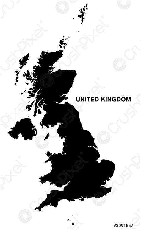 United kingdom map silhouette on white background - stock vector ...