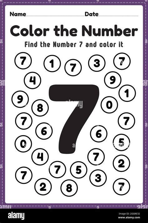 Number 7 worksheet hi-res stock photography and images - Alamy