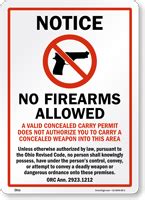 Ohio No Guns Law Signs