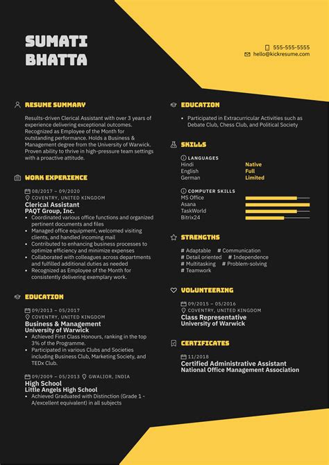 Clerical Assistant Resume Sample | Kickresume