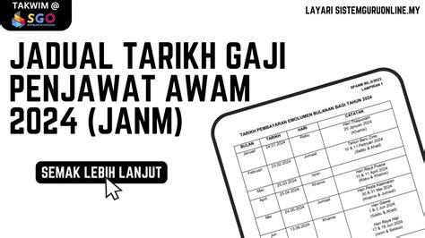 Jadual Tarikh Gaji Penjawat Awam 2024 (JANM)