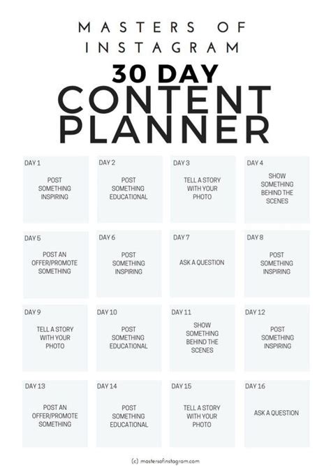 30 Day Instagram Content Planner Instagram Planner - Etsy | Social media planner, Social media ...