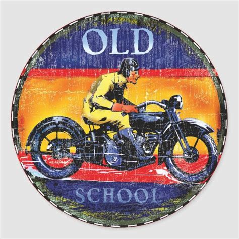 Old School vintage motorcycles Classic Round Sticker | Zazzle.com in ...