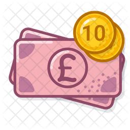 Pound Coin Ten Icon - Download in Colored Outline Style