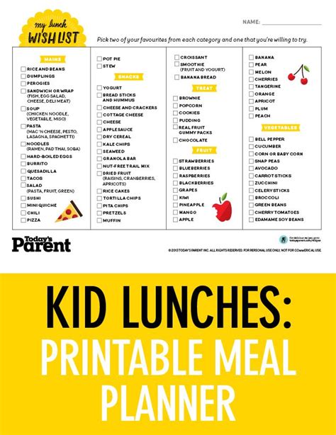 School lunch planner printable - Today's Parent | Lunch planner, Lunch planner printable, School ...