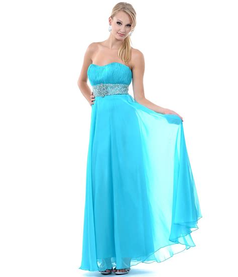 Aqua Ruched Sequin & Gem Strapless Long Dress #uniquevintage | Dresses, Strapless dress formal ...