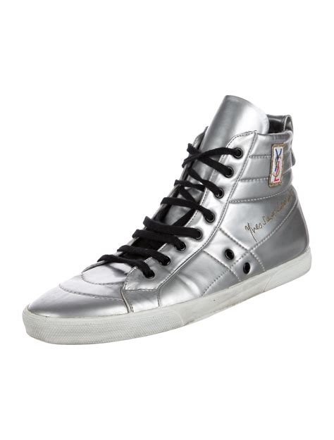 Yves Saint Laurent Metallic High-Top Sneakers - Silver Sneakers, Shoes ...