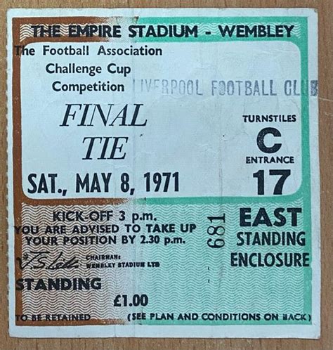 1971 ORIGINAL FA CUP FINAL TICKET ARSENAL V LIVERPOOL (LIVERPOOL ...