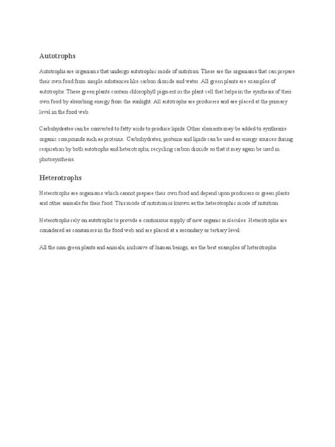 Autotrophs vs. Heterotrophs | PDF