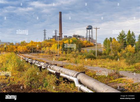 The Vale Canada nickel mine with fall foliage color near Thompson ...