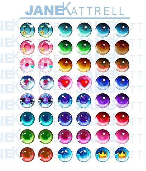 Blythe Printable DIY Eye Chips PDF Anime 1 Theme Eye Color Chart, Eyes ...