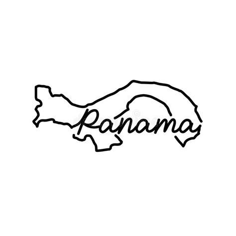 Panama Outline Map with the Handwritten Country Name. Continuous Line ...