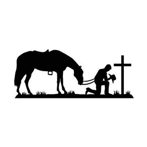 Horse Cowboy Kneeling Praying Cross (7 Sizes, 20 Colors) 169 | Cross silhouette, Horse ...