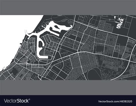 Ajman map detailed black of city poster Royalty Free Vector