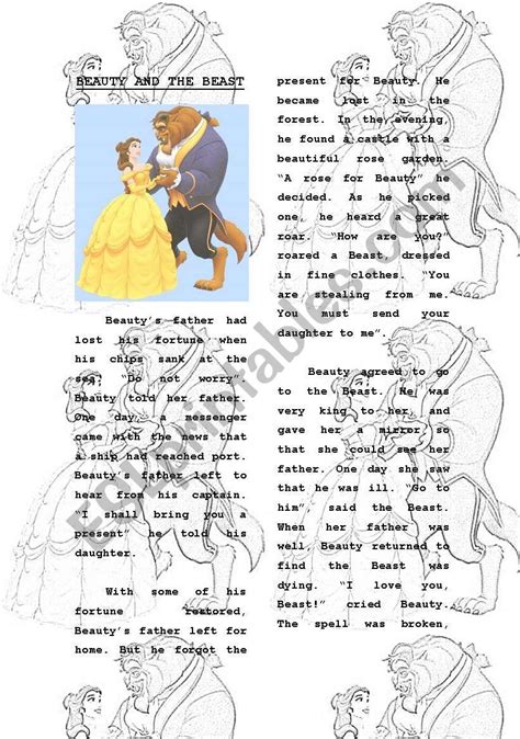 Beauty And The Beast Story With Pictures Pdf - Story Guest