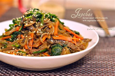 Give Thanks: Japchae - Korean Sweet Stir Fried Noodle with Vegetables ...