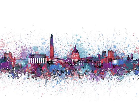 Washington Dc Skyline Color Splatter Digital Art by Bekim M - Pixels