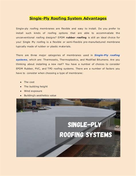 Single-Ply Roofing System Advantages