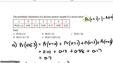 Discrete random variables probability tables part 1 (Ex 8-2) - YouTube